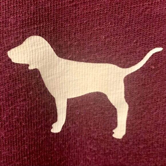 Pink Victoria Secret Maroon & White LongSleeve Logo Sweatshirt. ( Oversized) - Picture 4 of 15